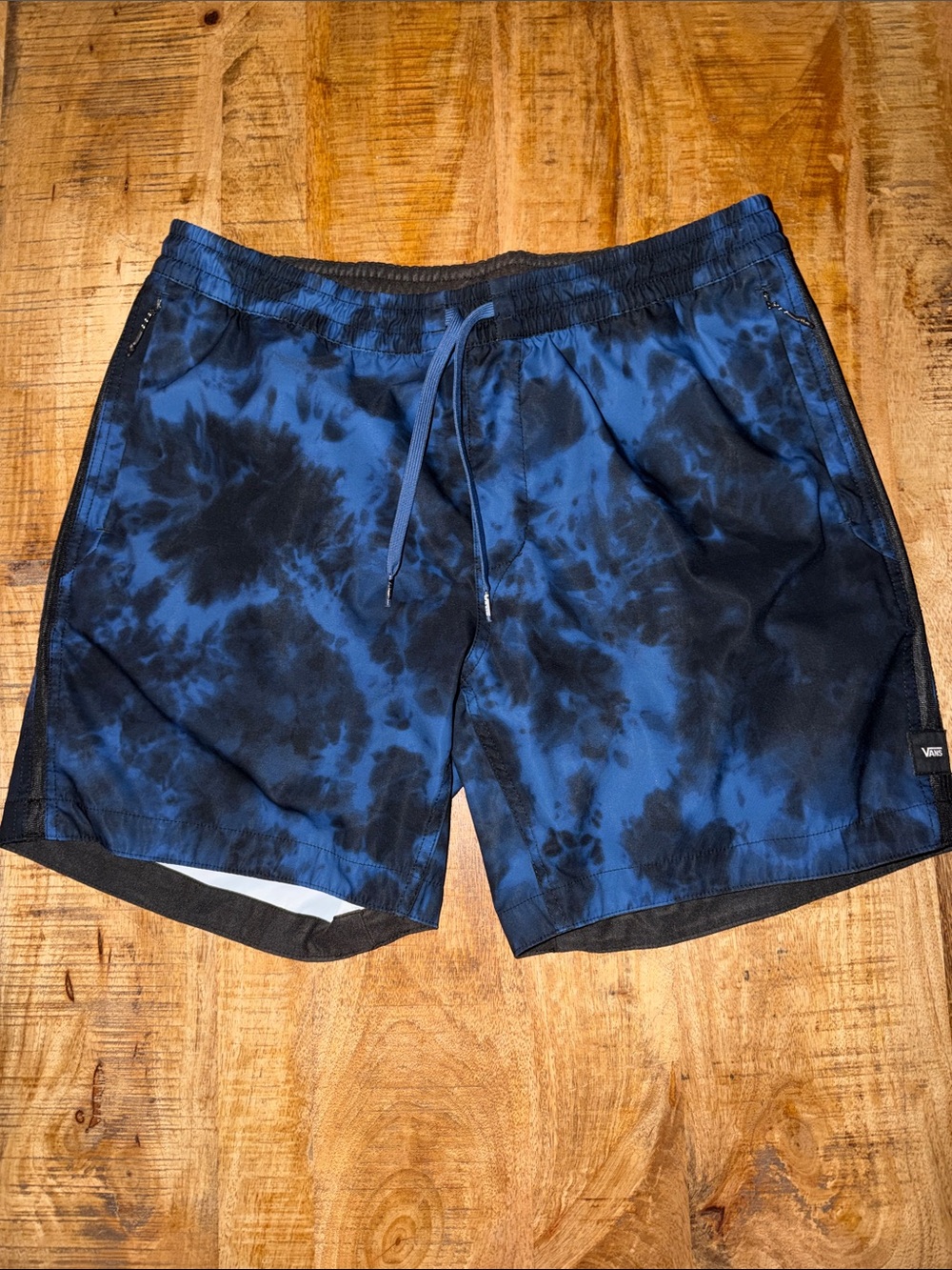 Vans Men's Navy & Black Tie-Dye Swim Trunks